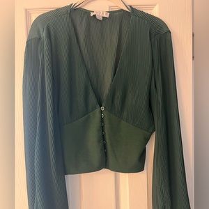 Dark green blouse with button detail